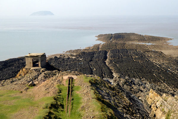 Brean Down test track for seaborne bouncing bomb at Palmerston Fort - Tim Edmonds