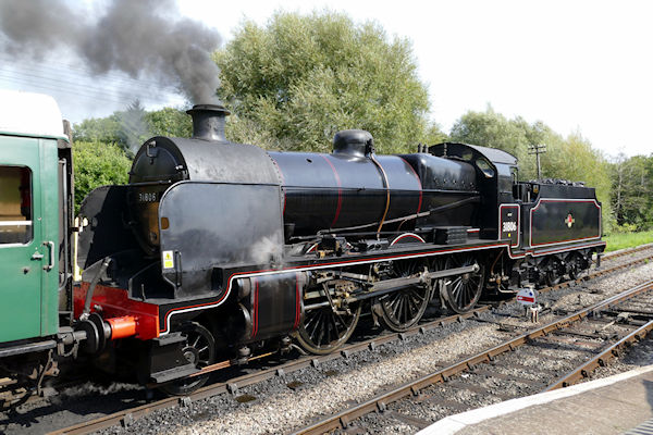 Corfe Castle 31806 in station  with 14.40 Norden-Swanage - Tim Edmonds