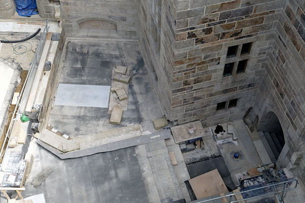 Castle Drogo worki in progress on roof of LG floor  from scaffolding - Tim Edmonds