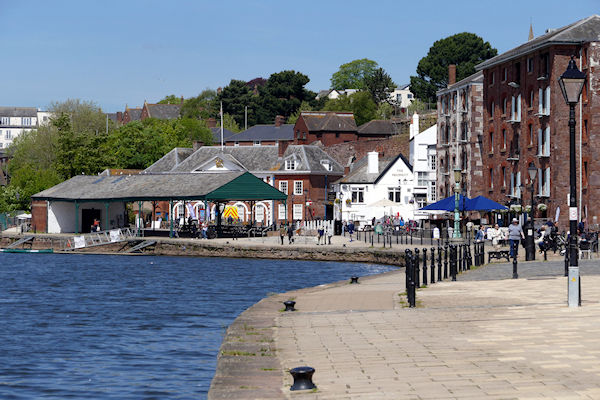 Exeter Quay - showing Fish Market, The Prospect pub and 1835 warehouses - Tim Edmonds